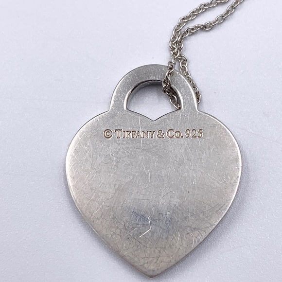 Authentic Tiffany & Co Silver 727 Fifth Ave Address Heart Tag Pendant Necklace - Picture 4 of 9